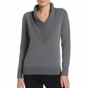 LOFT Womens Sweater Size Small Gray Alpaca Wool Blend Long Sleeves Shawl Collar